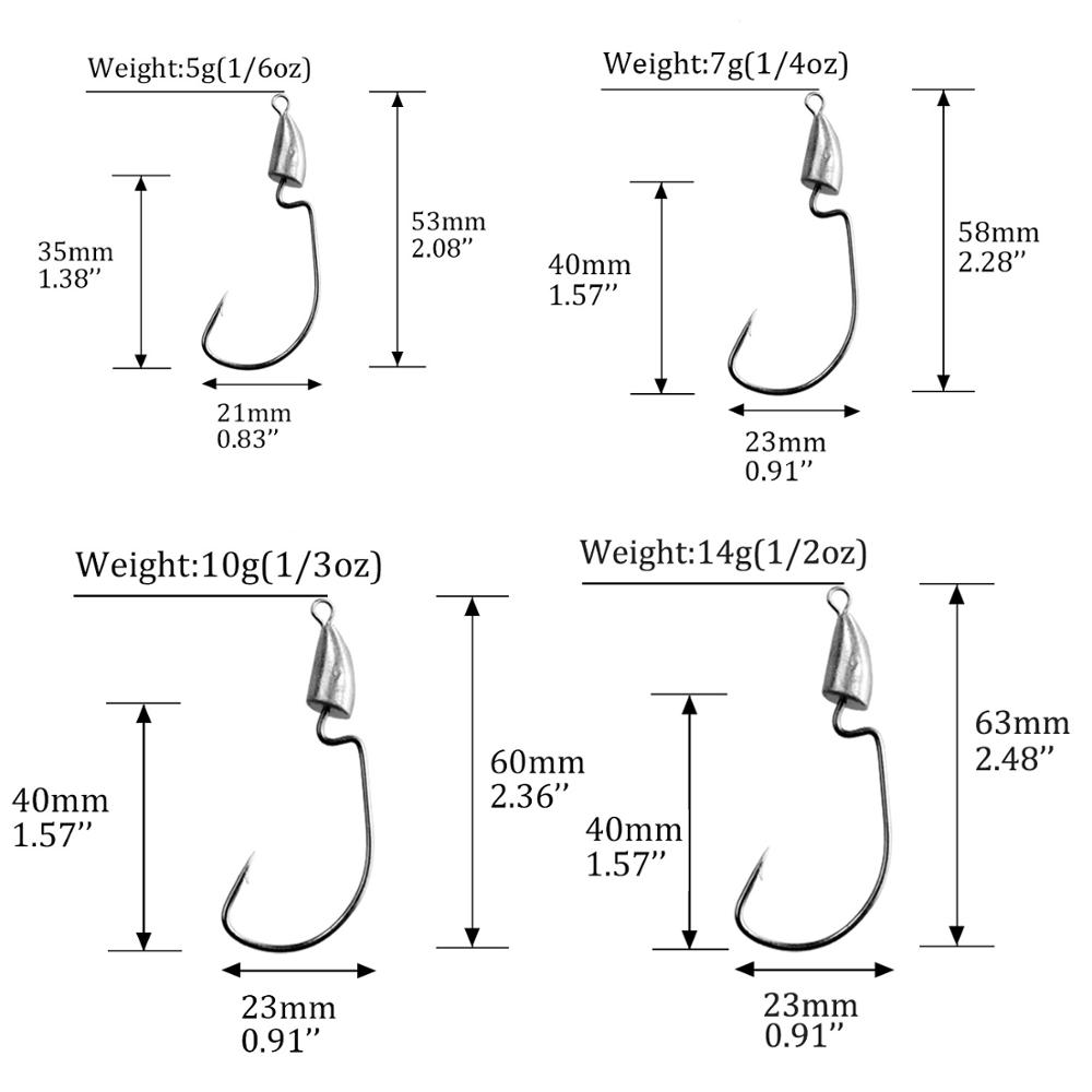 THKFISH 10 buah kait kepala Ji - Fishing Hook Weedless ulasan dan harga